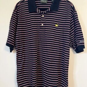 Masters Collection Men’s Golf Polo Blue Striped 100% Cotton Size XL